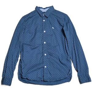 H&M L.O.G.G Button Down Polka Dot Shirt Boy's Size‎ 11-12 Yrs Blue White